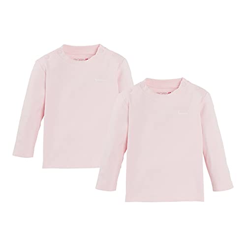 Bornino 2er-Pack Shirts Langarm rosa - Rundhalsausschnitt - Druckknöpfe an den Schultern - Reine Baumwolle - Größe 50 von Bornino