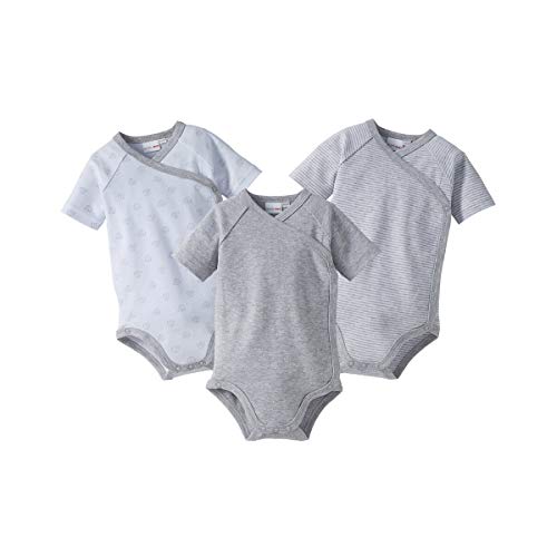 Bornino Wickelbody Basics, 3er-Pack, Baby, Body, kurzarm, Baumwolle, Uni - Allover-Print - Ringel von Bornino