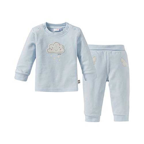 Bornino Schlafanzug lang, Baby-Schlafanzug Set für Jungen, Zweiteiler, Wolken-Stickerei, Langarm, Blau von Bornino