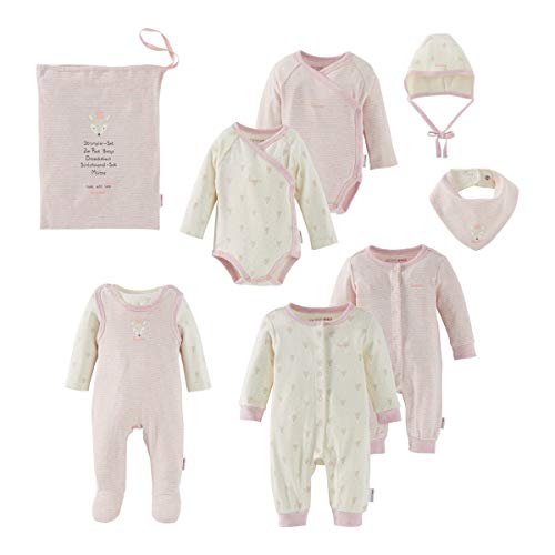 Bornino 8-TLG. Baby Geschenkset Erstausstattung - reine Baumwolle - Interlock-Qualität - 8-teilig - rosa von Bornino