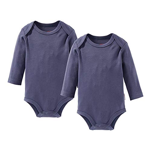 Bornino Basics 2er-Pack Bodys Langarm dunkelblau - unifarbenes Doppelpack - Schlupfkragen - Druckknöpfe im Schrittbereich - reine Baumwolle - Größe 86 von Bornino