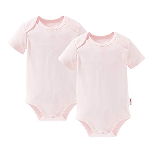 Bornino Basics 2er-Pack Bodys kurzärmlig rosa - Doppelpack - Schlupfkragen - Druckknöpfe im Schrittbereich - reine Baumwolle - Größe 62 von Bornino