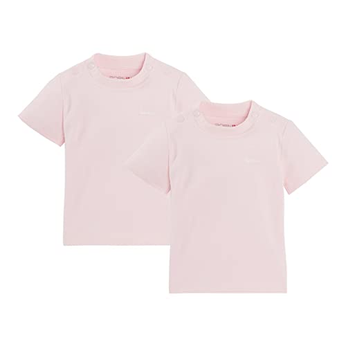 Bornino Basics 2er-Pack T-Shirts rosa - Rundhalsausschnitt - Druckknöpfe an den Schultern - Interlock-Qualität - Reine Baumwolle - Größe 74 von Bornino