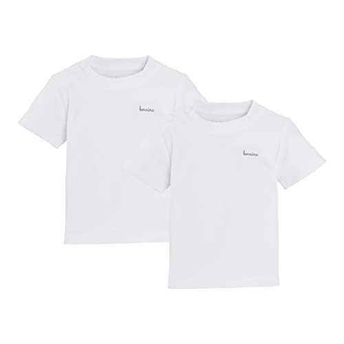 Bornino Basics 2er-Pack T-Shirts weiß - Rundhalsausschnitt - Druckknöpfe an den Schultern - Interlock-Qualität - Reine Baumwolle - Größe 86 von Bornino