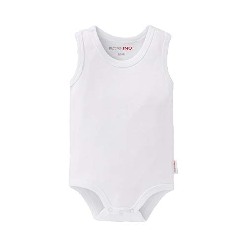 Bornino Baby Body ohne Arm/Babybekleidung ärmellos / 100% Baumwolle/unisex/weiß von Bornino