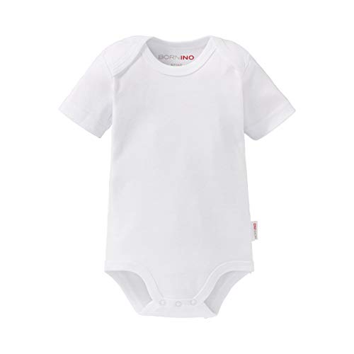 Bornino Basics Kurzarmbody weiß - mit Schlupfkragen - mit Druckknöpfen - aus reiner Baumwolle - Baby-Erstaustattung - Größe 86 von Bornino