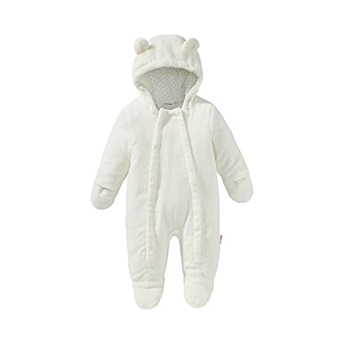 Bornino Basics Plüschoverall - kuscheliger Baby-Overall in Bären-Optik mit Kinnschutz & Kapuzen mit Ohren - Outdoor-Strampler aus Plüsch von Bornino