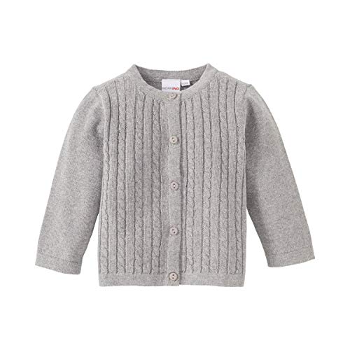 Bornino Basics Strickjacke - Baby-Jacke aus Reiner Baumwolle mit Zopfstrickmuster - Jäckchen mit Durchgehender Knopfleiste & Rundhalsausschnitt - Größe 50 von Bornino