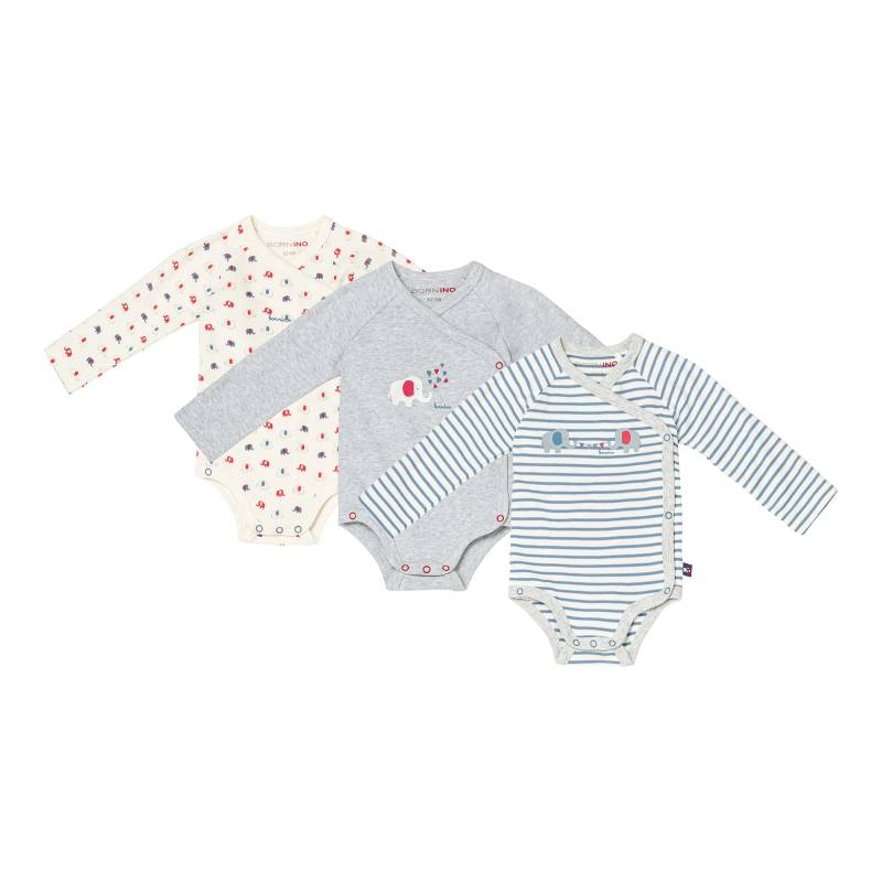 Bornino Lieblinge 3er-Pack Wickelbodys langarm Elefant Ringel von Bornino