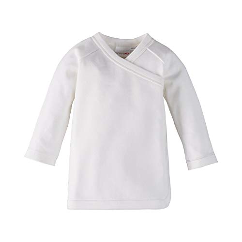 Bornino GOTS Raglan-Flügelhemd Langarm - Langarmshirt aus Reiner Baumwolle für Babys - unifarbenes Oberteil mit seitlichen Druckknöpfen - weiß - Größe 50 von Bornino