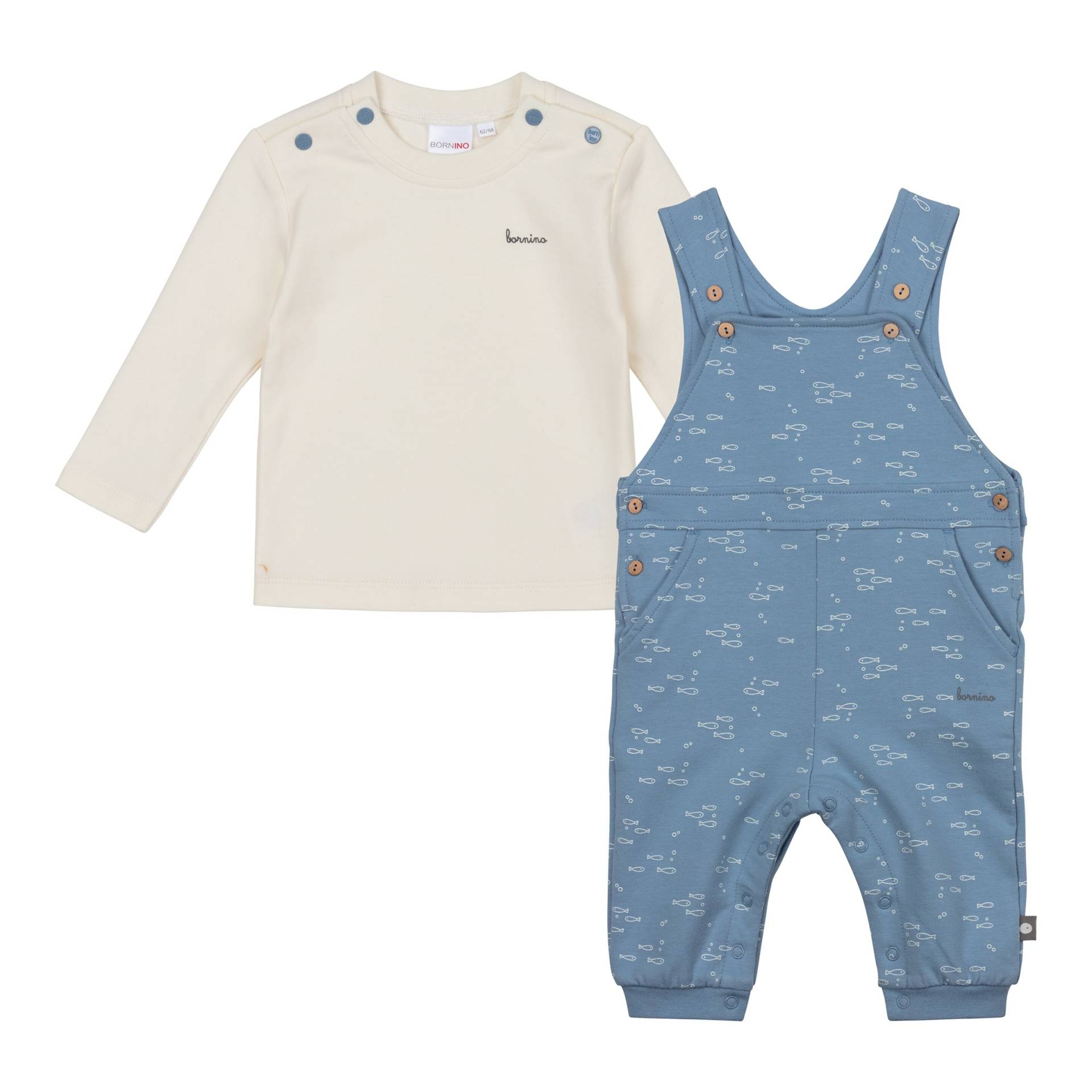 Bornino Ocean 2-tlg. Set Latzhose und Shirt langarm Fische von Bornino