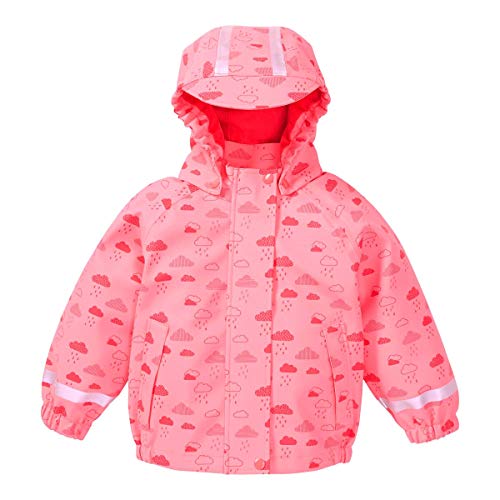 Bornino Regenjacke mit Kapuze Wolken rosa - Wolken-Print - Reflektierend - Durchgehender Reißverschluss - PU-Beschichtung von Bornino