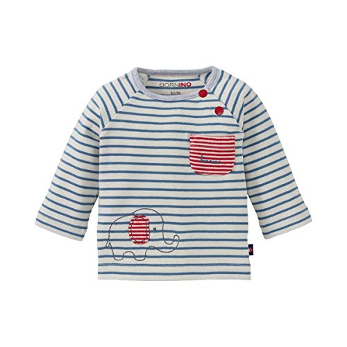 Bornino Shirt, Langarm-Shirt Babys, Mädchen/Jungen, Unisex, Sommer/Winter, Elefanten-Stickerei, Baumwolle, Weiß/Blau/Rot von Bornino