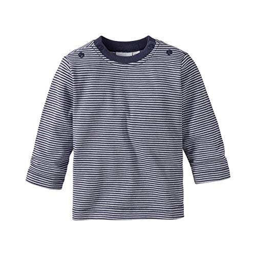 Bornino Shirt Langarm Mouse & Elephant Marine/dunkelblau - Baby-Langarmshirt aus Reiner Baumwolle mit Rundhalsausschnitt & Druckknöpfen an Schulter - Größe 74 von Bornino