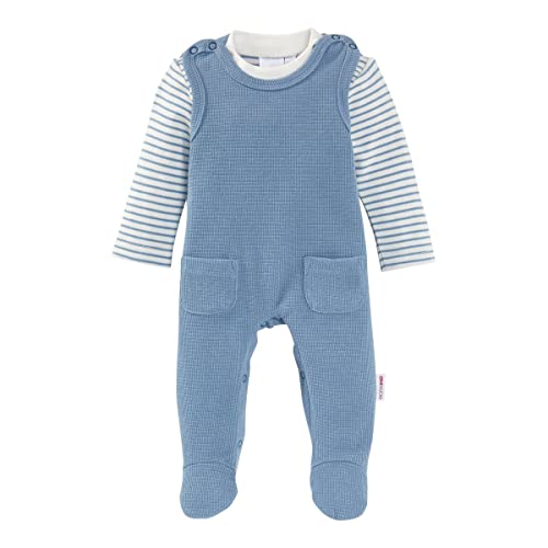 Bornino Strampler-Set blau - gestreift - Shirt & Strampler - Interlock-Qualität - mit Druckknöpfen - Größe 62 von Bornino