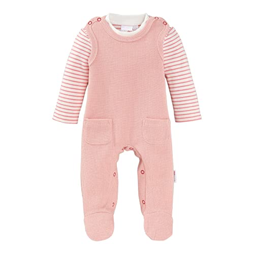 Bornino Strampler-Set rosa - gestreift - Shirt & Strampler - Interlock-Qualität - mit Druckknöpfen - Größe 62 von Bornino