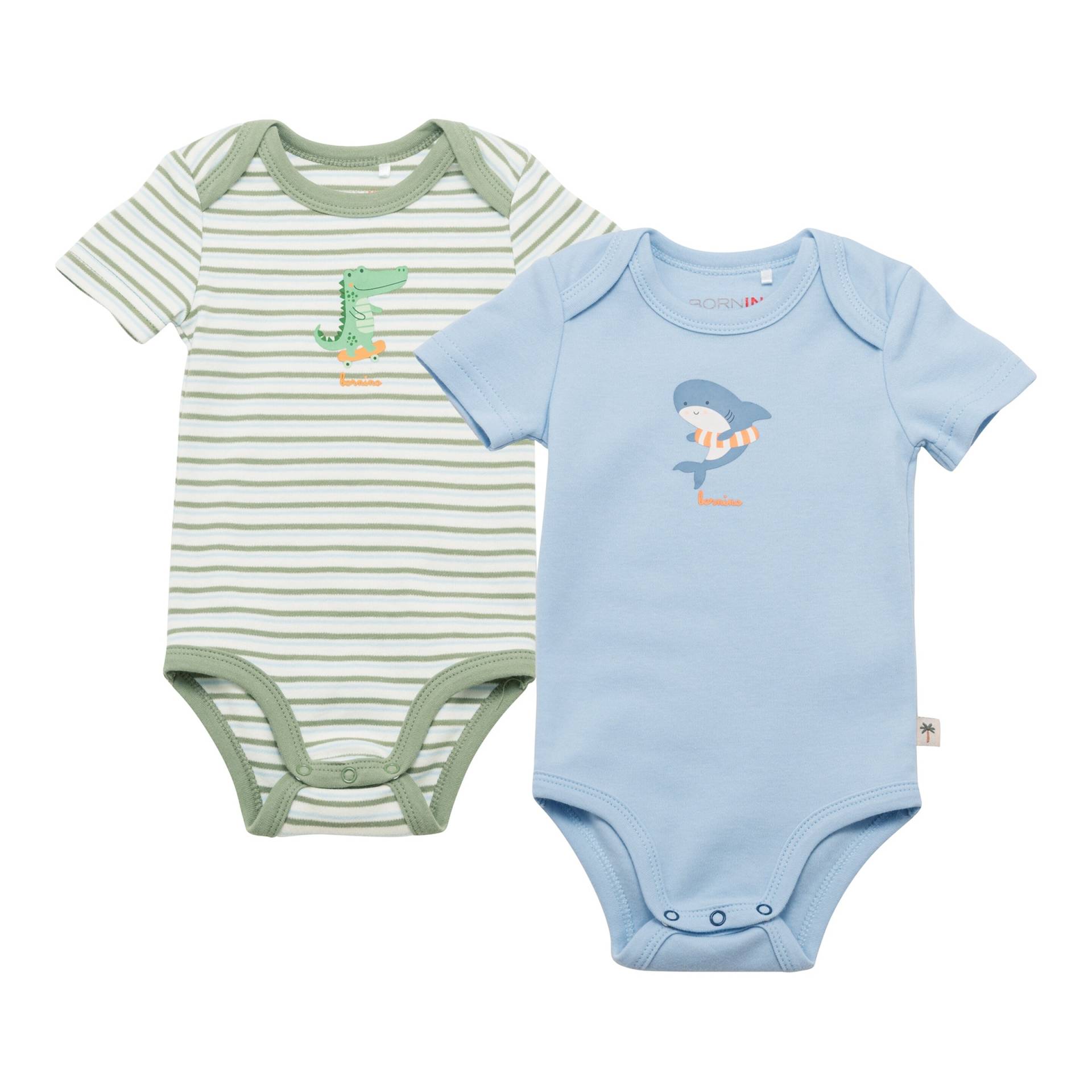 Bornino Sunny Adventure 2er-Pack Bodys kurzarm Krokodil Hai von Bornino