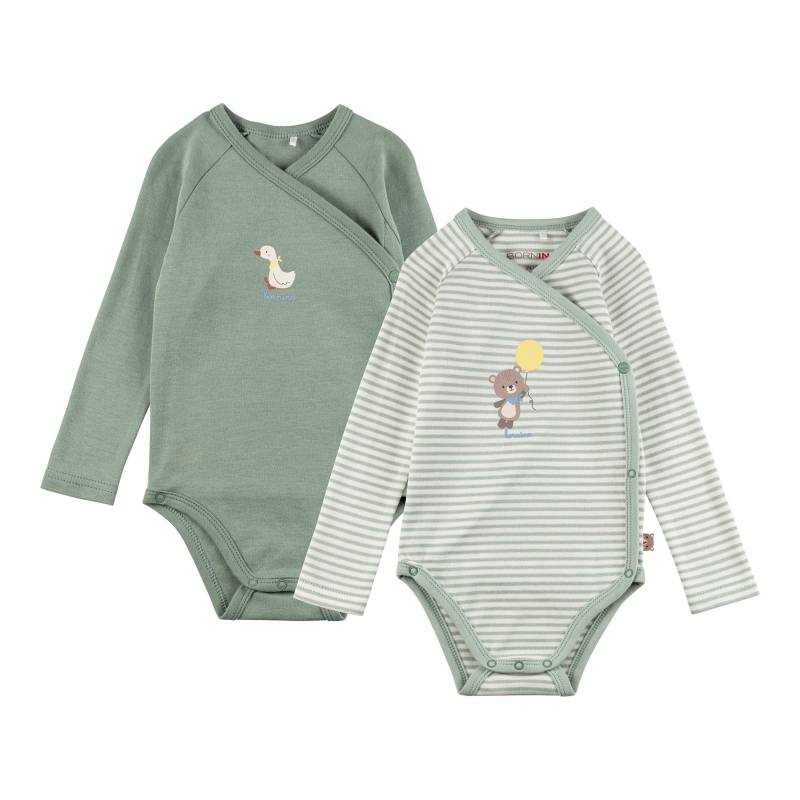 Bornino Tiny Friends 2er-Pack Wickelbodys langarm Ringel Bär Gans von Bornino