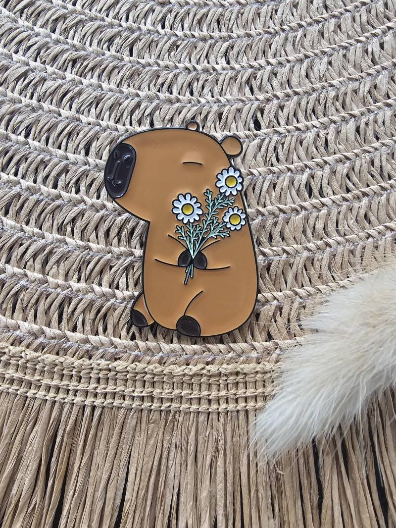 Pin Anstecker Wasserschwein Capybara Mit Blumen Pin Anstecker Wasserschwein Capybara Mit Blumen von BorntoPlotterWild
