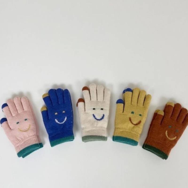 Smiley Gestrickte Kinderhandschuhe, Mit Fleece Gefütterte Winterhandschuhe | 3-6 Jahre von BoroBlueshop