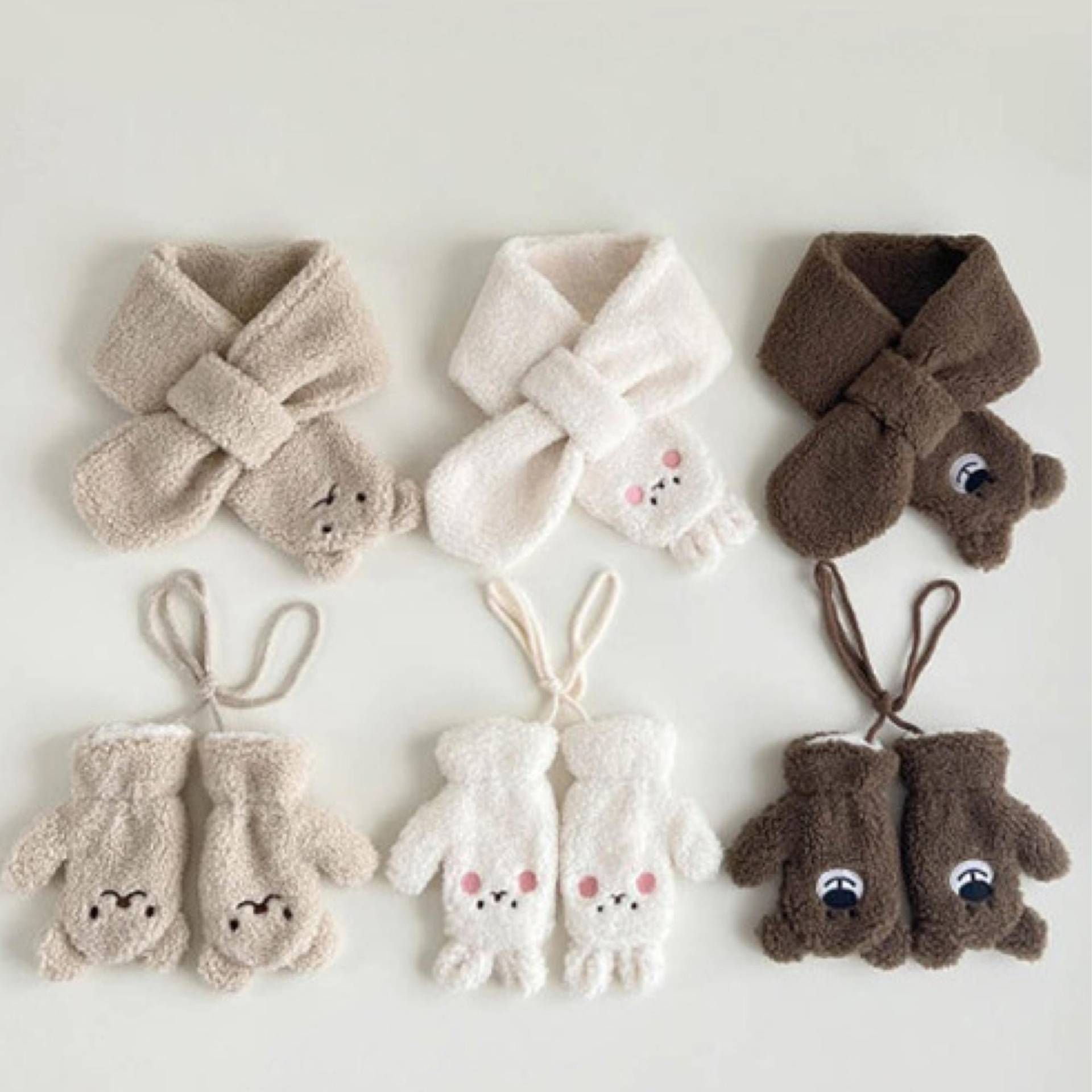 Tier Schal Und Handschuhe Set, Fleece Gefütterter Halswärmer, Kinder Winterhandschuhe, 2-6 Jahre Alt von BoroBlueshop