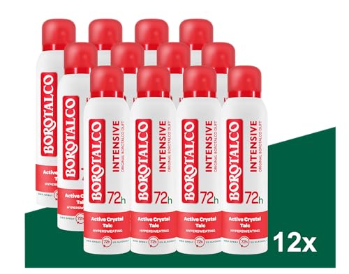 Borotalco Deo Intensive - Deospray 12x150ml - 72 Stunden Wirksamkeit - Formel mit Active Crystal Talc für dreifachen Schutz gegen Schweiß- Deo - Deodorant - Deo Herren & Deo Damen - Bodyspray Borotalco Deo Intensive - Deospray 12x150ml - 72 Stunden Wirksamkeit - Formel mit Active Crystal Talc für dreifachen Schutz gegen Schweiß- Deo - Deodorant - Deo Herren & Deo Damen - Bodyspray von Borotalco