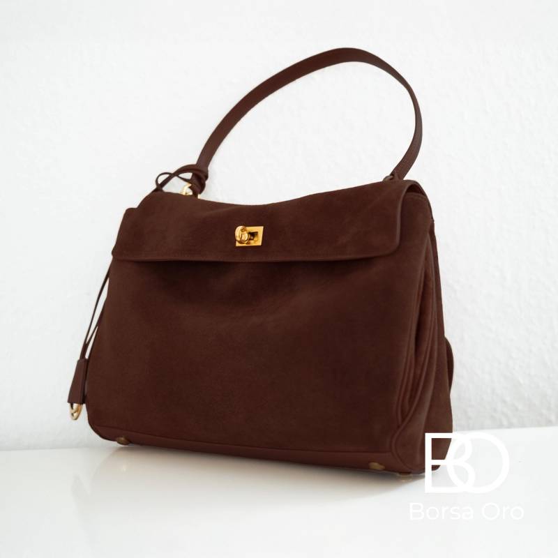 Handgefertigte Wildledertasche Damen, Schultertasche Echtes Leder, Stilvolle Umhängetasche, Handtasche, Perfekte Geschenkidee - Rotbraun von BorsaOro