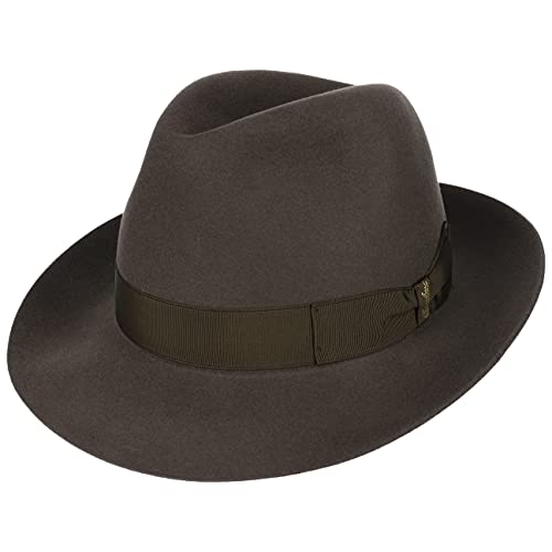 Borsalino Alessandria Superior Haarfilzhut Filzhut Herrenhut Fedora Herren - Made in Italy mit Futter, Ripsband Frühling-Sommer Herbst-Winter - 55 cm Taupe von Borsalino