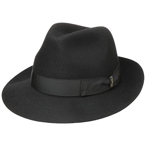 Borsalino Alessandria Superior Haarfilzhut Filzhut Herrenhut Fedora Herren - Made in Italy mit Futter, Ripsband Frühling-Sommer Herbst-Winter - 58 cm schwarz von Borsalino