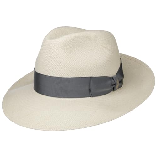 Borsalino Amedeo Bogart Panamahut Panamastrohhut Bogarthut Fedora Sommerhut Sonnenhut Herren - Made in Italy mit Ripsband Frühling-Sommer - 55 cm Natur-grau von Borsalino