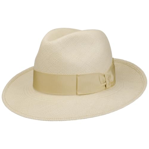 Borsalino Amedeo Bogart Panamahut Panamastrohhut Bogarthut Fedora Sommerhut Sonnenhut Herren - Made in Italy mit Ripsband Frühling-Sommer Sommer - 60 cm Natur-beige von Borsalino