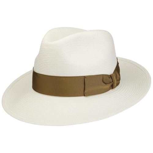 Borsalino Big Brim Bogart Panamahut Bogarthut Strohhut Hut Sommerhut Sonnenhut Panamastrohhut Damen/Herren - Made in Italy Panamastroh mit Ripsband, Ripsband Frühling-Sommer Sommer - 58 cm natur-braun von Borsalino