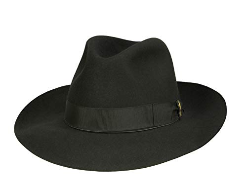 Borsalino Classico Breitrand Fedora aus Haarfilz - Schwarz (41/1) - 60 cm von Borsalino