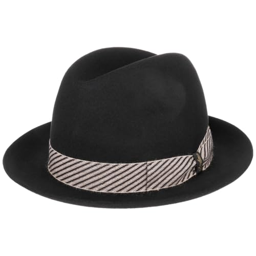 Borsalino Damiano Wollhut Wollfilzhut Fedora Damen/Herren - Made in Italy mit Ripsband Frühling-Sommer Herbst-Winter Winter - 57 cm schwarz von Borsalino