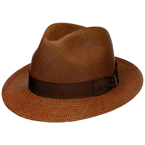 Borsalino Darolan Panamahut Strohhut Panamastrohhut Sommerhut Sonnenhut Damen/Herren - Made in Italy mit Ripsband, Ripsband Frühling-Sommer - 58 cm braun von Borsalino