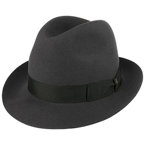 Borsalino Georgio Herren Haarfilzhut Damen/Herren - Made in Italy Filmhut Fedora Herrenhut mit Ripsband Frühling-Sommer Herbst-Winter - 58 cm dunkelgrau von Borsalino