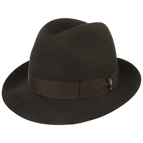 Borsalino Georgio Herren Haarfilzhut Damen/Herren - Made in Italy Filmhut Fedora Herrenhut mit Ripsband Frühling-Sommer Herbst-Winter - 59 cm Dunkelbraun von Borsalino