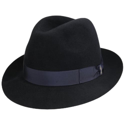 Borsalino Georgio Herren Haarfilzhut Damen/Herren - Made in Italy Filmhut Fedora Herrenhut mit Ripsband Frühling-Sommer Herbst-Winter - 59 cm dunkelblau von Borsalino