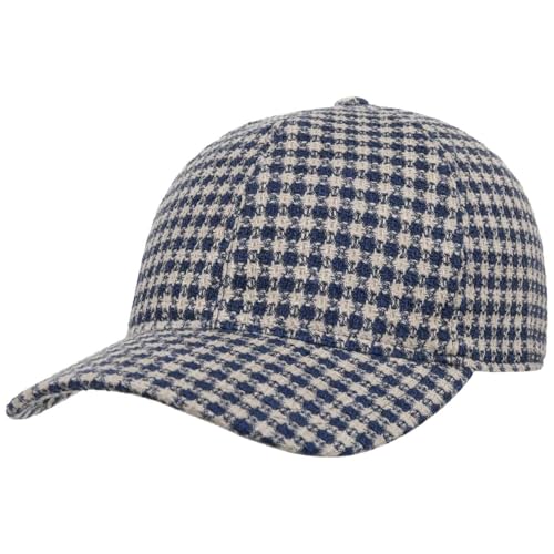 Borsalino Hiker Check Cap Basecap Baseballcap Baumwollcap Karocap Sommercap Herren - Made in Italy mit Schirm, Futter, Klettverschluss Frühling-Sommer Sommer - XL (60-61 cm) blau-beige von Borsalino