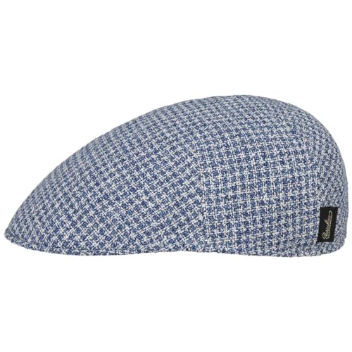 Borsalino Light Check Flatcap Schirmmütze Schiebermütze Herren - Made in Italy mit Schirm, Futter Sommer Frühling-Sommer - M (56-57 cm) blau von Borsalino