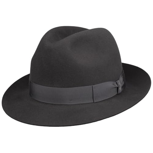 Borsalino Georgio Herren Haarfilzhut Damen/Herren - Made in Italy Filmhut Fedora Herrenhut mit Ripsband Herbst Frühjahr Winter Sommer Frühling-Sommer Herbst-Winter - 60 cm grau von Borsalino