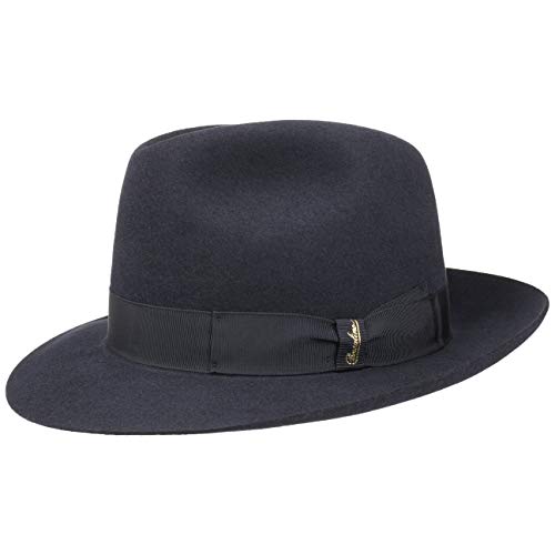 Borsalino Marengo Haarfilz Bogarthut Haarfilzhut Fedora Herrenhut für Herren Filzhut Wollhut mit Ripsband Herbst Winter (59 cm - blau) von Borsalino