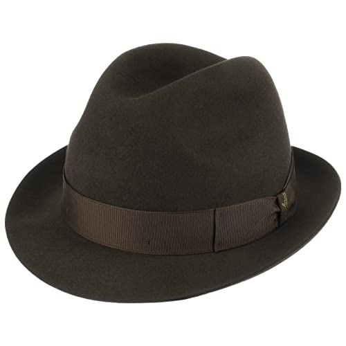 Borsalino Marengo Haarfilz Fedora Hut Haarfilzhut Fedorahut Trilby Herrenhut Damen/Herren - Made in Italy Filzhut mit Ripsband Frühling-Sommer Herbst-Winter - 60 cm Dunkelbraun von Borsalino
