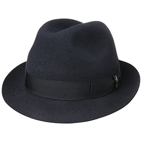 Borsalino Marengo Haarfilz Fedora Hut Haarfilzhut Fedorahut Trilby Herrenhut für Herren Filzhut Haarfilzhut mit Ripsband Herbst Winter (58 cm - blau) von Borsalino