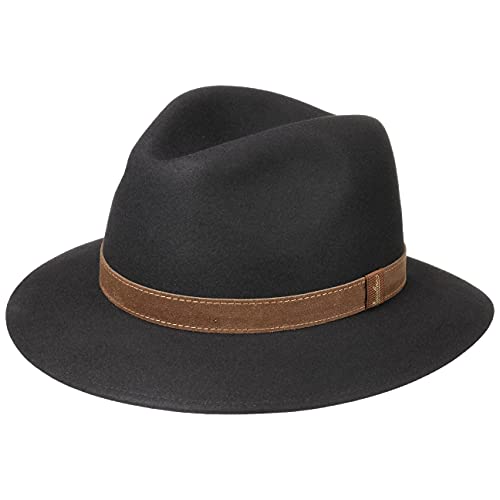 Borsalino Nero Pack Away Hut Haarfilzhut Filzhut Fedora Traveller Herrenhut Damen/Herren - Made in Italy Rollhut Reisehut mit Lederband Frühling-Sommer Herbst-Winter - 62 cm braun von Borsalino