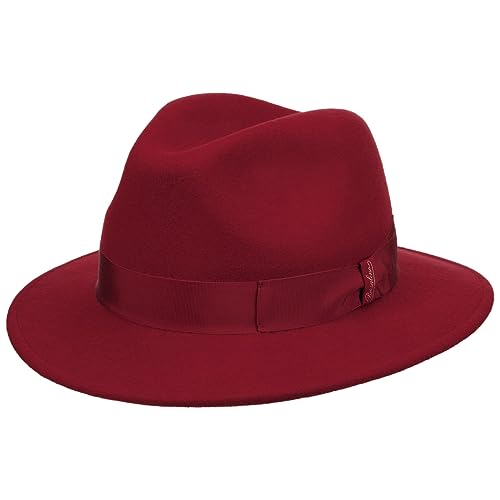 Borsalino Piemonte Traveller Wollhut Wollfilzhut Filzhut Damen/Herren - Made in Italy mit Ripsband, Ripsband Herbst-Winter - 59 cm Bordeaux von Borsalino