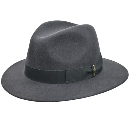 Borsalino Piemonte Traveller Wollhut Wollfilzhut Filzhut Damen/Herren - Made in Italy mit Ripsband, Ripsband Herbst-Winter - 59 cm dunkelgrau von Borsalino