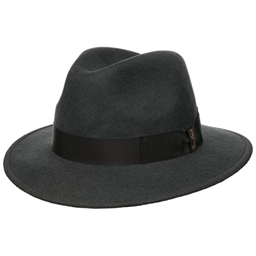 Borsalino Piemonte Traveller Wollhut Wollfilzhut Filzhut Damen/Herren - Made in Italy mit Ripsband, Ripsband Winter Herbst-Winter - 59 cm dunkelgrau von Borsalino