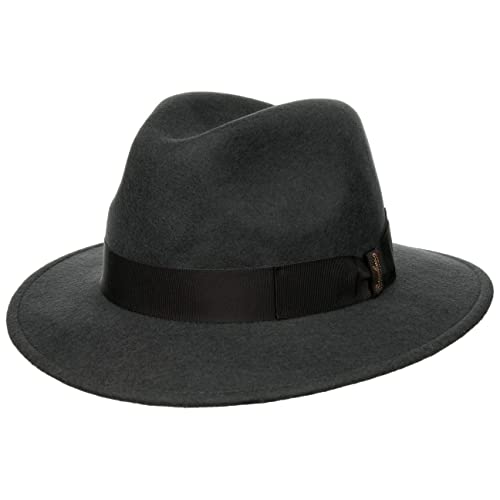 Borsalino Piemonte Traveller Wollhut Wollfilzhut Filzhut Damen/Herren - Made in Italy mit Ripsband, Ripsband Winter Herbst-Winter - 57 cm dunkelgrau von Borsalino