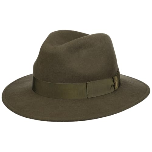 Borsalino Piemonte Traveller Wollhut Wollfilzhut Filzhut Damen/Herren - Made in Italy mit Ripsband, Ripsband Winter Herbst-Winter - 59 cm dunkeloliv von Borsalino